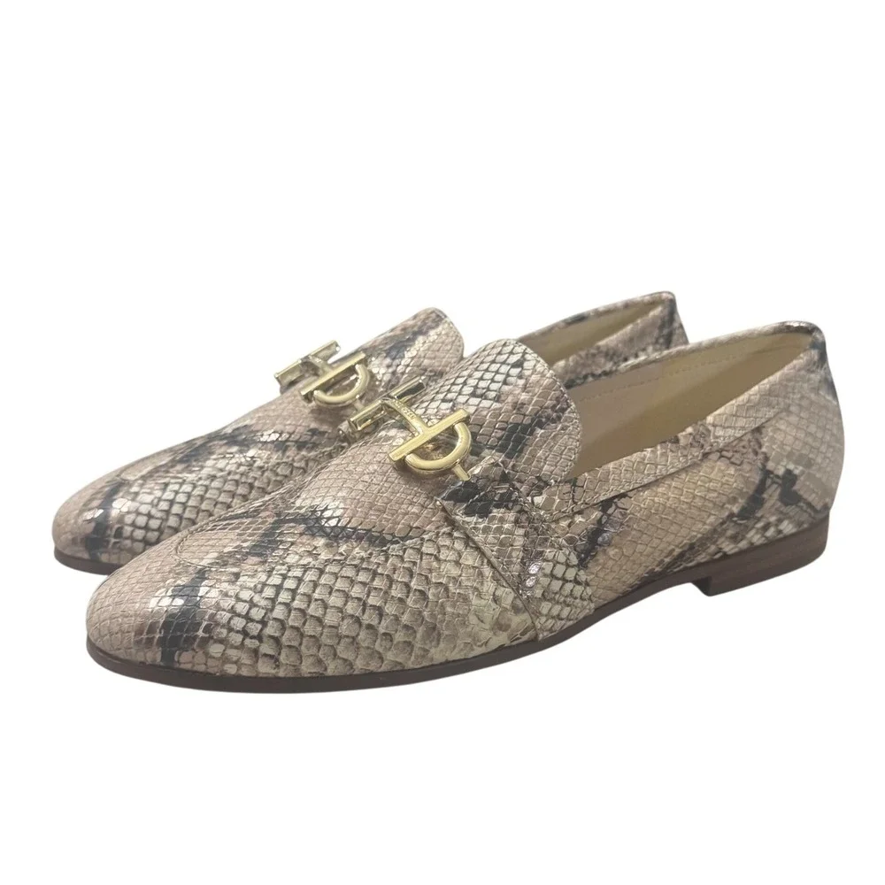 Cole Haan Loafers Womens 8B Brown Excellent Snakeskin Embossed Leather W20818